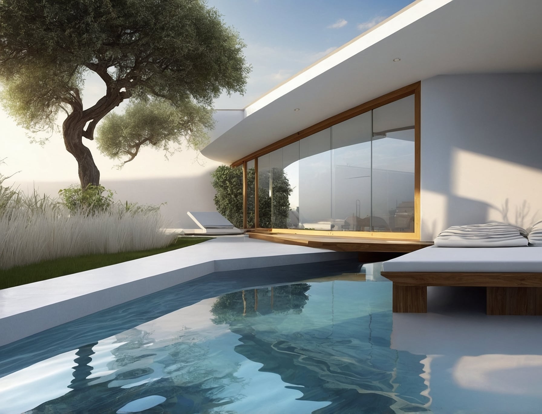 Piscina moderna y reluciente